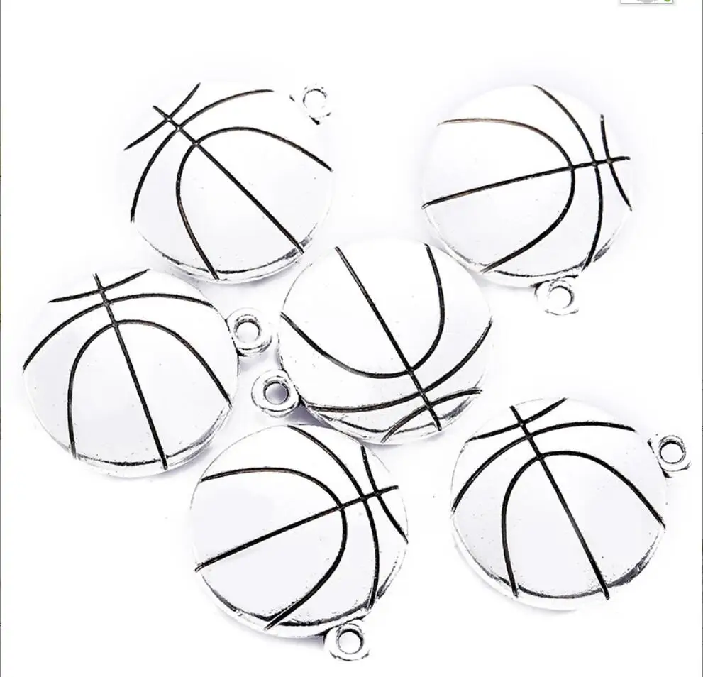 30pcs 22*19mm 3 Colors Antique Gold Color Antique Silver Color Antique Bronze Basketball Charms  Basketball Ball Pendant F0734