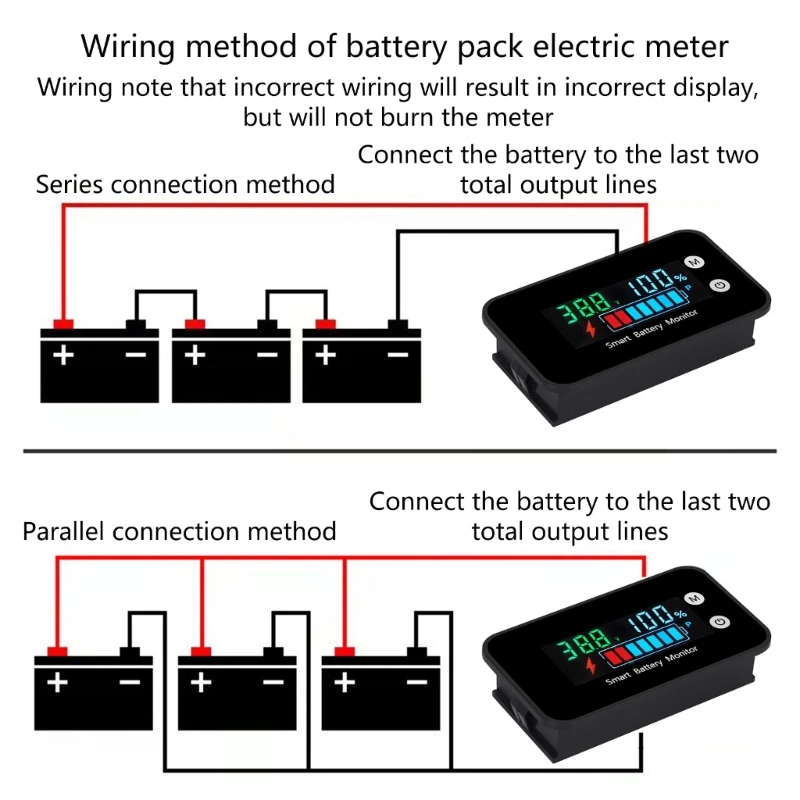 Indicatore Batteria IPX7 Impermeabile - Per 12V, 24V, 48V, 72V, Con Sensore Temperatura, Per Camper E Moto