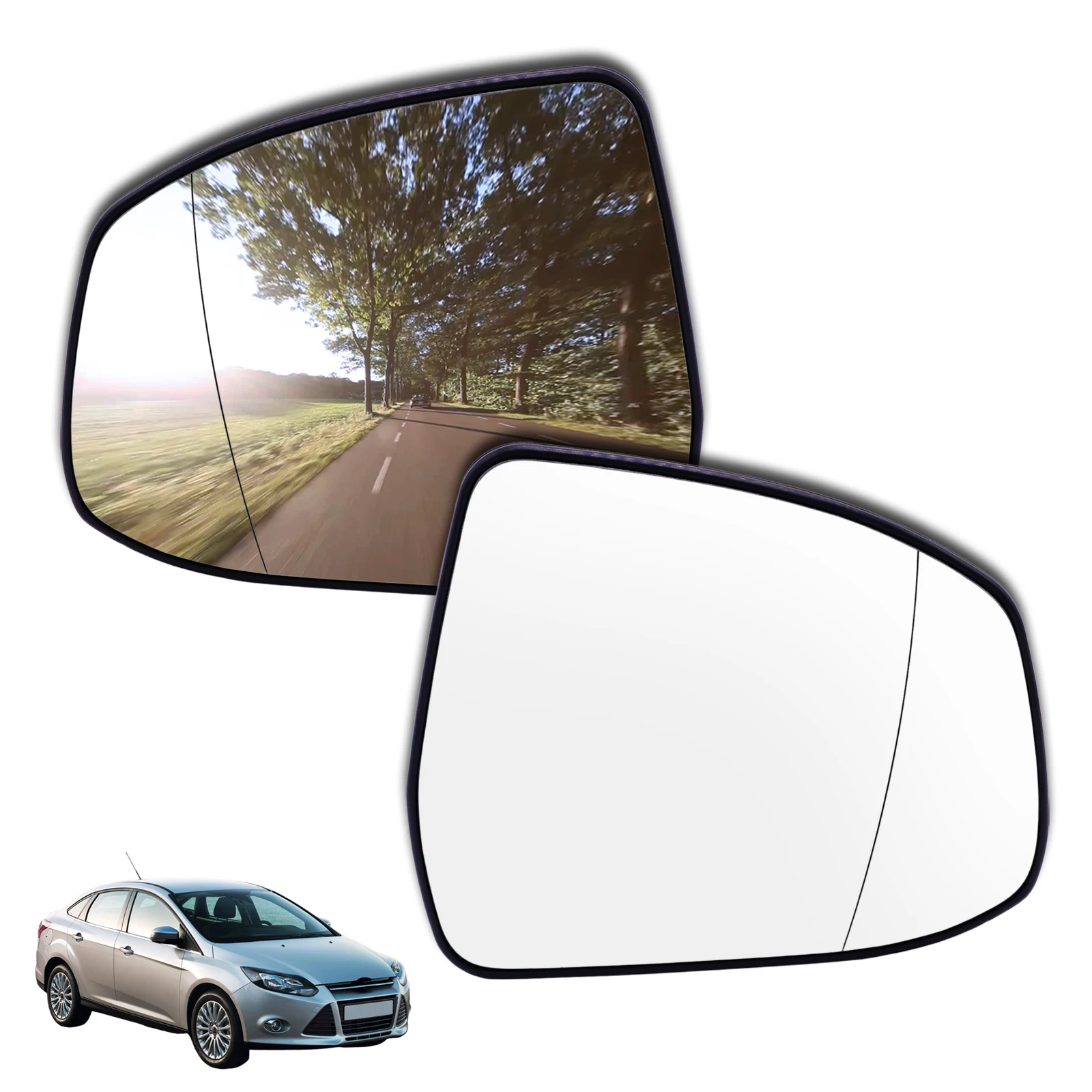 

For Ford Focus 2008-2018 Mondeo 2010-2014 Europe Model Right Left Side Wing Mirror Glass Convex Heated Base Rearview Wide Angle