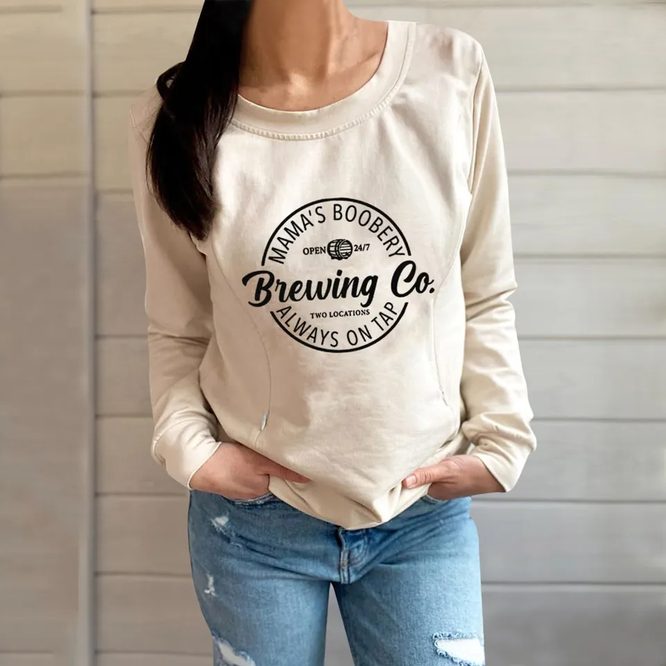 Women's Maternity Nursing Pullover with Zipper