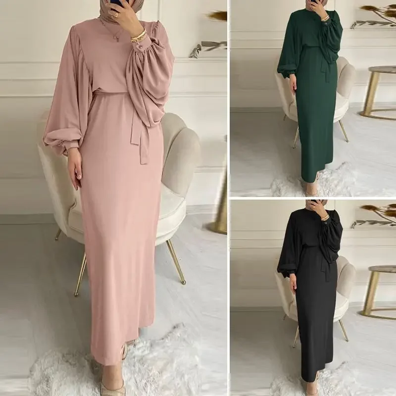 Muslim Hijab Dress Abaya Dubai Turkey Puff Sleeves African Long Dresses for Women Party Islamic Clothes Kaftan Robe Vestidos