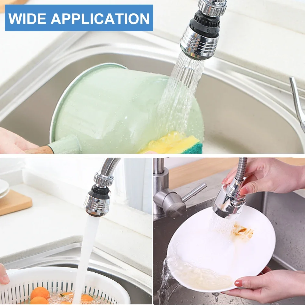 Kitchen Stainless Steel Faucet Sprinkler Water-saving Device Lengthening Rotating Splash Proof Sprinkler Spray Extender Bubbler 5