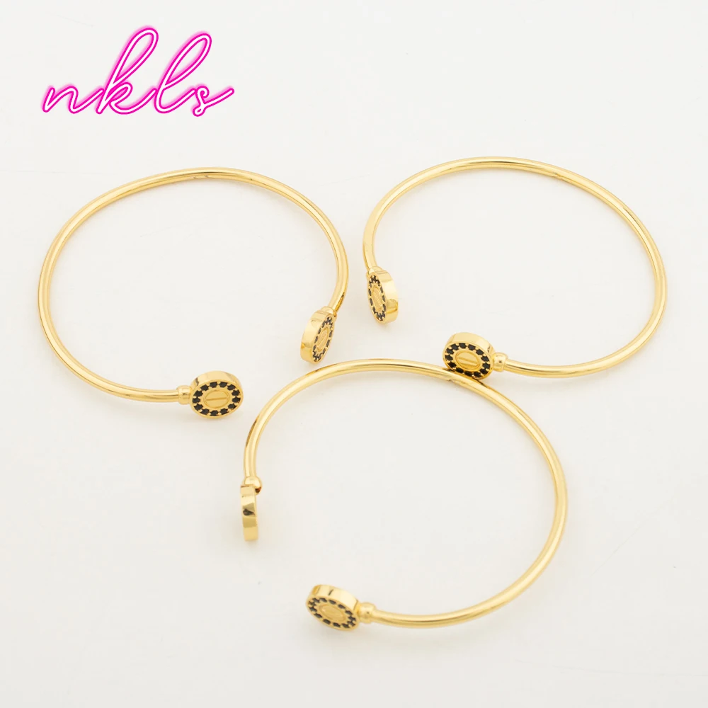 Simple Nail Bangle Bracelet Luxury Copper Jewelry Women's Punk Style Metal Bracelet Charms Gold Plated Hand Jewelry bangle bracelet