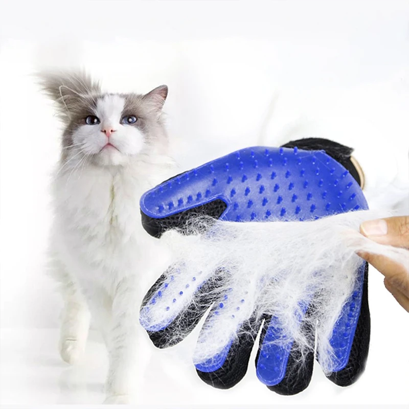 1PC Cat Hair Remove Gloves Rubber Grooming Glove Cat Hair Deshedding Brush Gloves Dogs Bath Cleaning Supplies Animal Combs