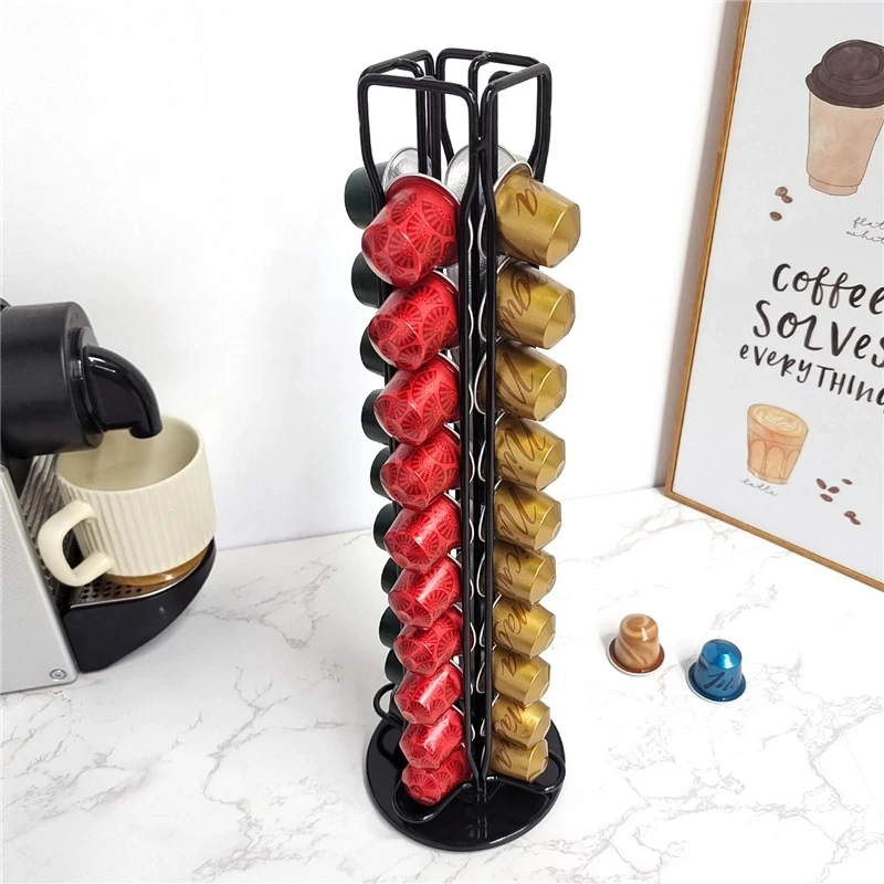 CoffeePodCapsuleHolderCapacityof40RotatableStainlessRack