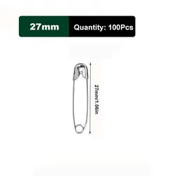 Durable Rust - Resistant Silver Safety Pins for DIY Crafts and Sewing Accessories (50/100 Pack) (Length 27mm 100Pcs)