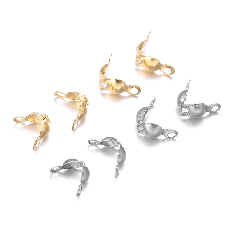 

50pcs/Lots Stainless Steel Buckle Clasp Fitting Ball Chain End Crimps Beads Connector Components For DIY Jewelry Making Supplies