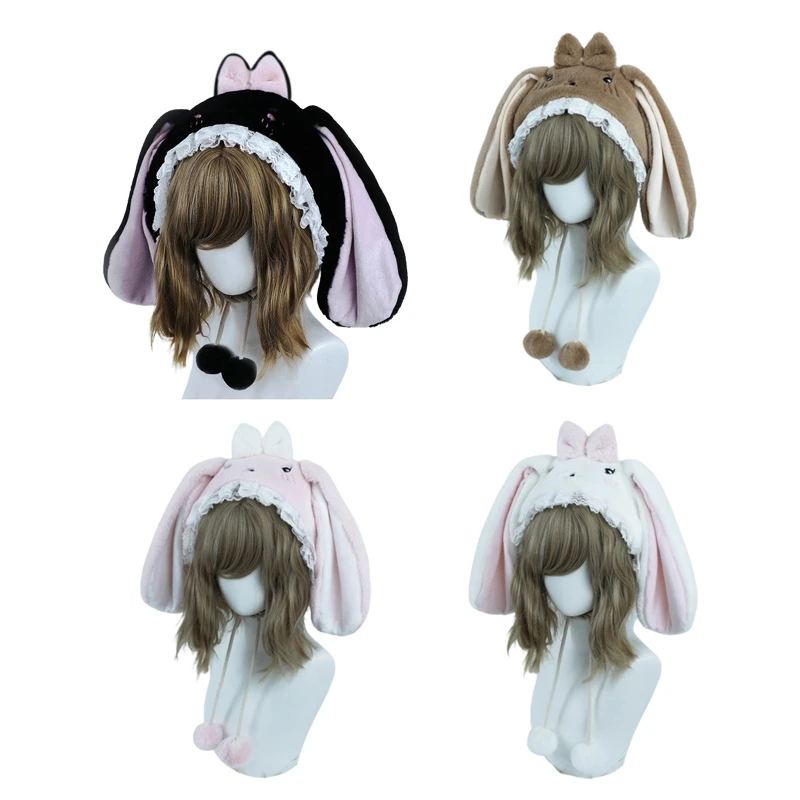 MXMB Lovely Rabbit Ears Lei Feng Hat Hat Lop-eared Plush Hat Warm in Cold Day