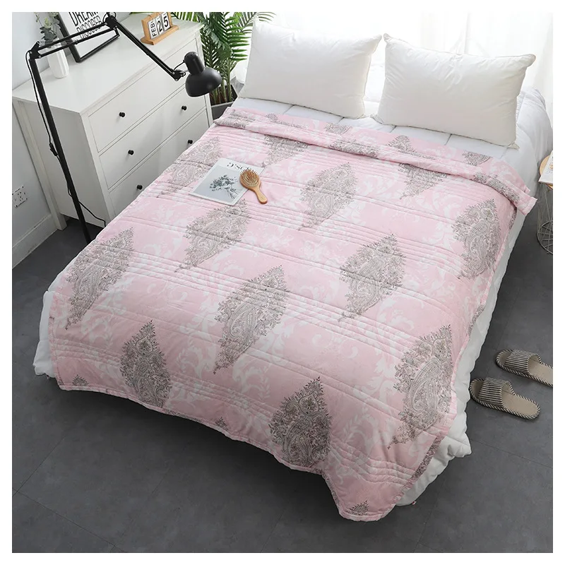 

Blanket New Washed Cotton Material Soft Comfortable Breathable Printing Summer Thin Section Home Cold Feeling Fluffy Blanket