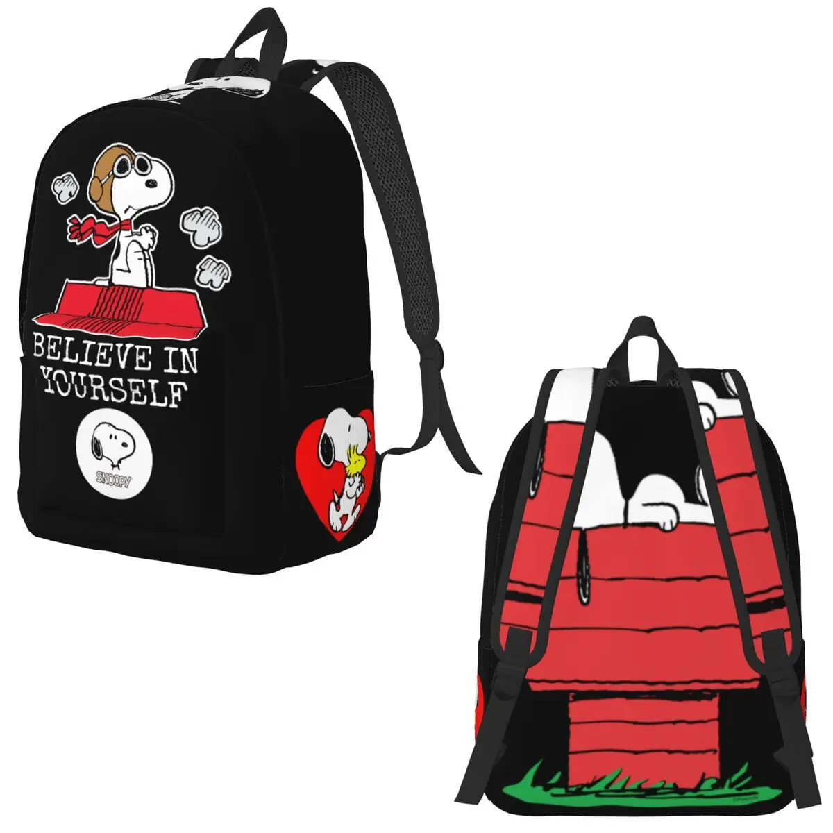 Mochila de Peanuts Charlie Brown y Snoopy para estudiantes de la escuela, mochila para niños y niñas, mochila para niños con perros Snoopy, bolsas para viajes