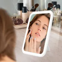 LED Makeup Mirror with Touch Screen Kickstand 3 Colors Dimmable Cosmetic Travel Mirror with Light Portable Vanity Mirror - Image 2