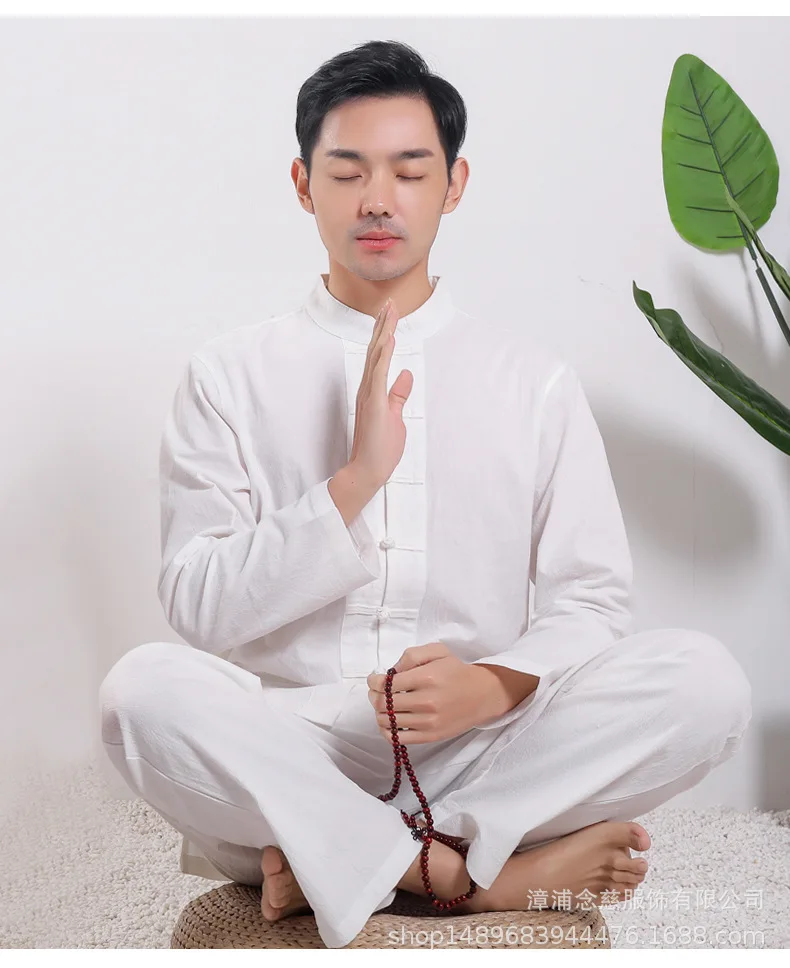 Unisex Chinese Stand-up Cotton Women Collar Hanfu Shirt And Pants Summer New Casual Men Kung Fu Traditional Tang Suit