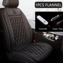 12V Heated Car Seat Cushion - Premium Winter Warmer Seat Heater and Heating Pad Set (1Pcs Flannel BLACK)