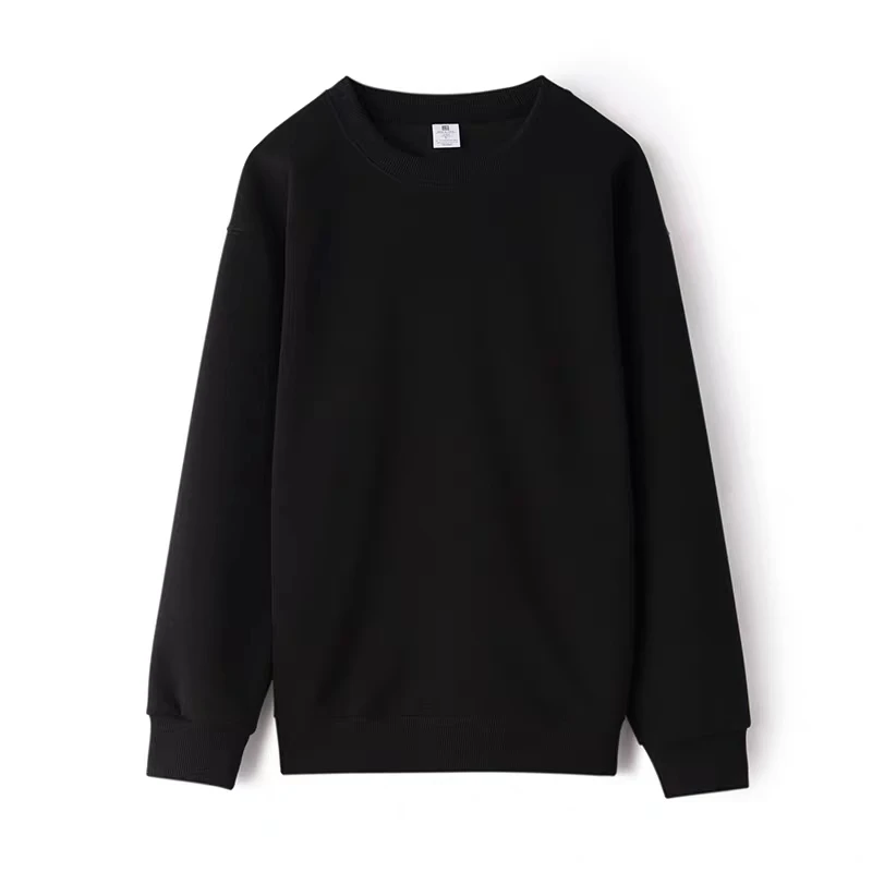 Round Necked Hoodie Loose Solid Color Spring Autumn Winter Men And women's Plush And Thick Versatile Top Sweatshirts Pullover 2