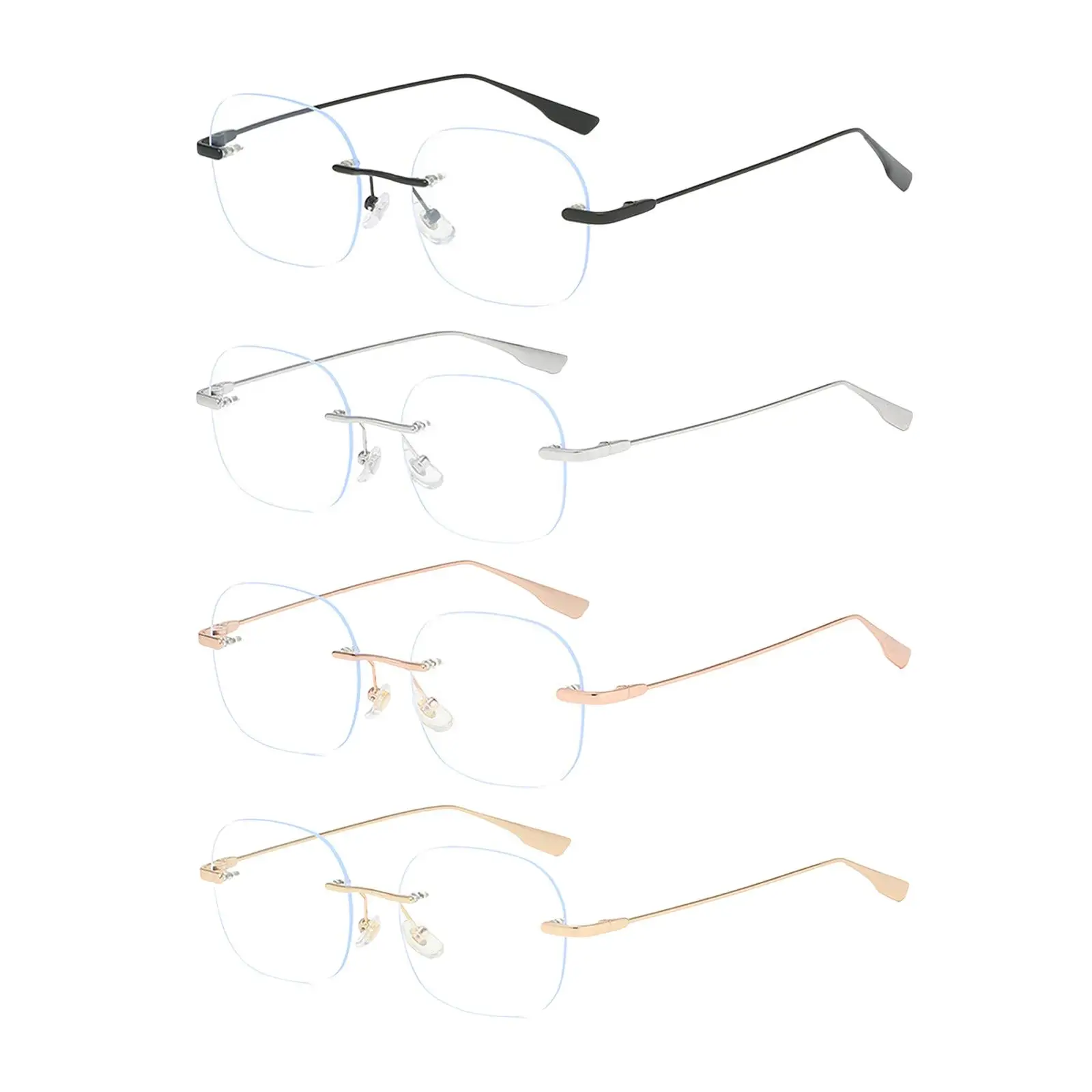 Eye Glasses Stylish Lightweight Anti Blue Light Frameless Comfortable Eyewear Flat Mirror for Women Adult Men Holiday Work