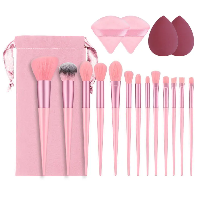 Makeup Brushes Set With 4 Sponge Puff Make-up for women Korean Cosmetics Free Shipping Foundation Blush Brush Complete Kit
