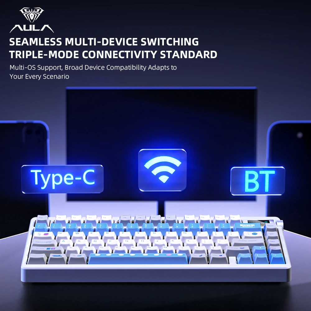 아울라 노바 75 기계식 게이밍 키보드 8000mAh 3모드 RGB 백라이트 커스텀 핫스왑 게이밍 키보드 (윈도우/맥/iOS/안드로이드 호환)