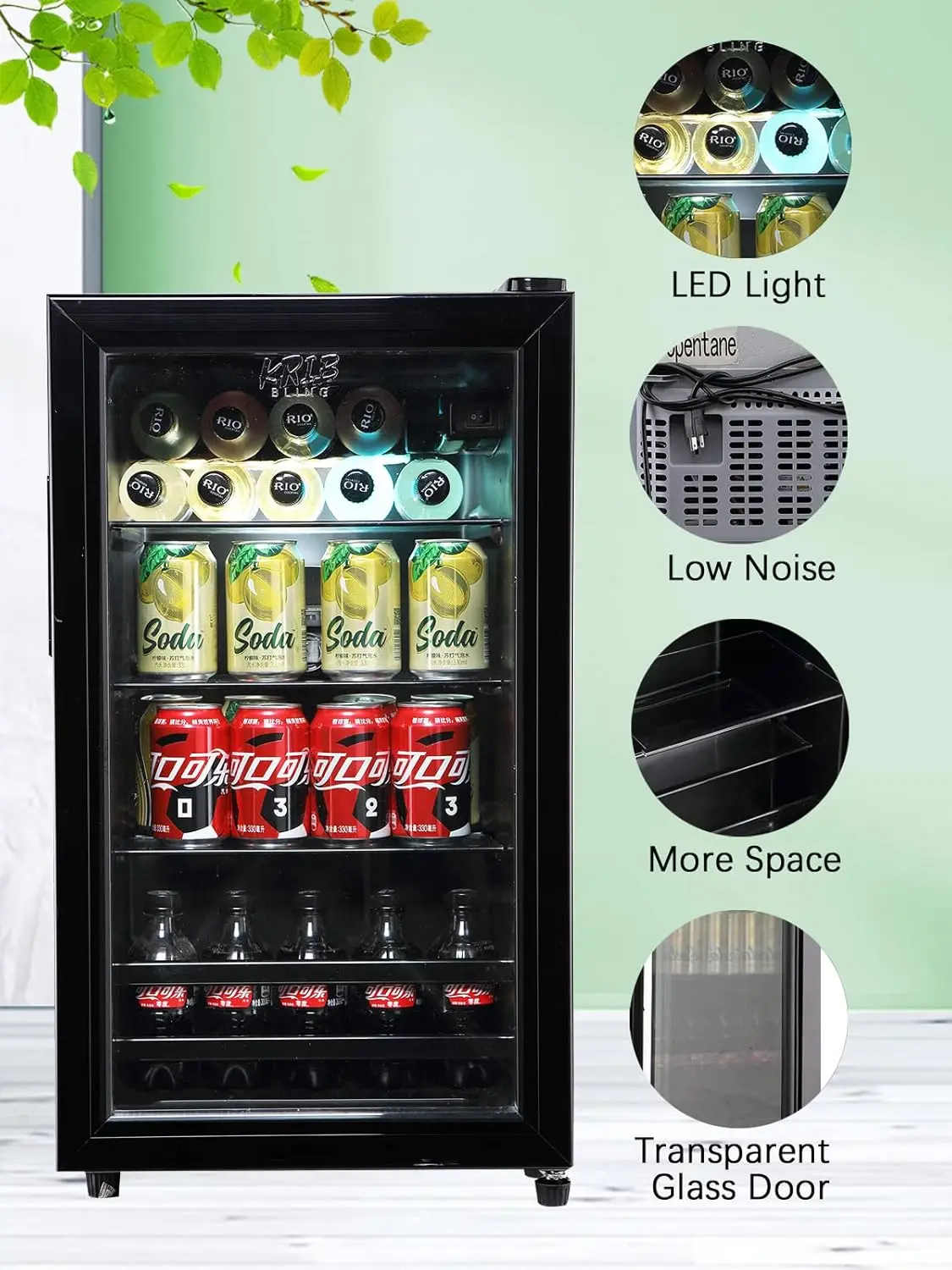 Beverage Refrigerator and Cooler for 120 Cans, Mini Refrigerator with Wire Adjustable Shelving, Small Drink Dispenser Machine 2