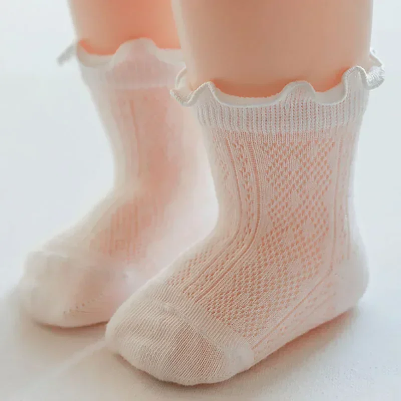Cotton Lace Ruffle Girls Children Kids Princess Ankle Short Socks Solid White Pink Blue Spring Summer Cute Frilly Socks Stuff