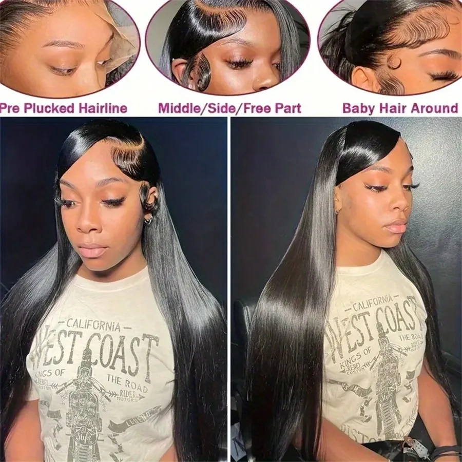 Parrucche Pre-tagliate 13x4 13x6 da 30-40 Pollici, Senza Colla, Pronte all'Uso, Capelli Umani 5×5 Pre-tagliati, Densità 200 con Baby Hair per Donne - immagine 3