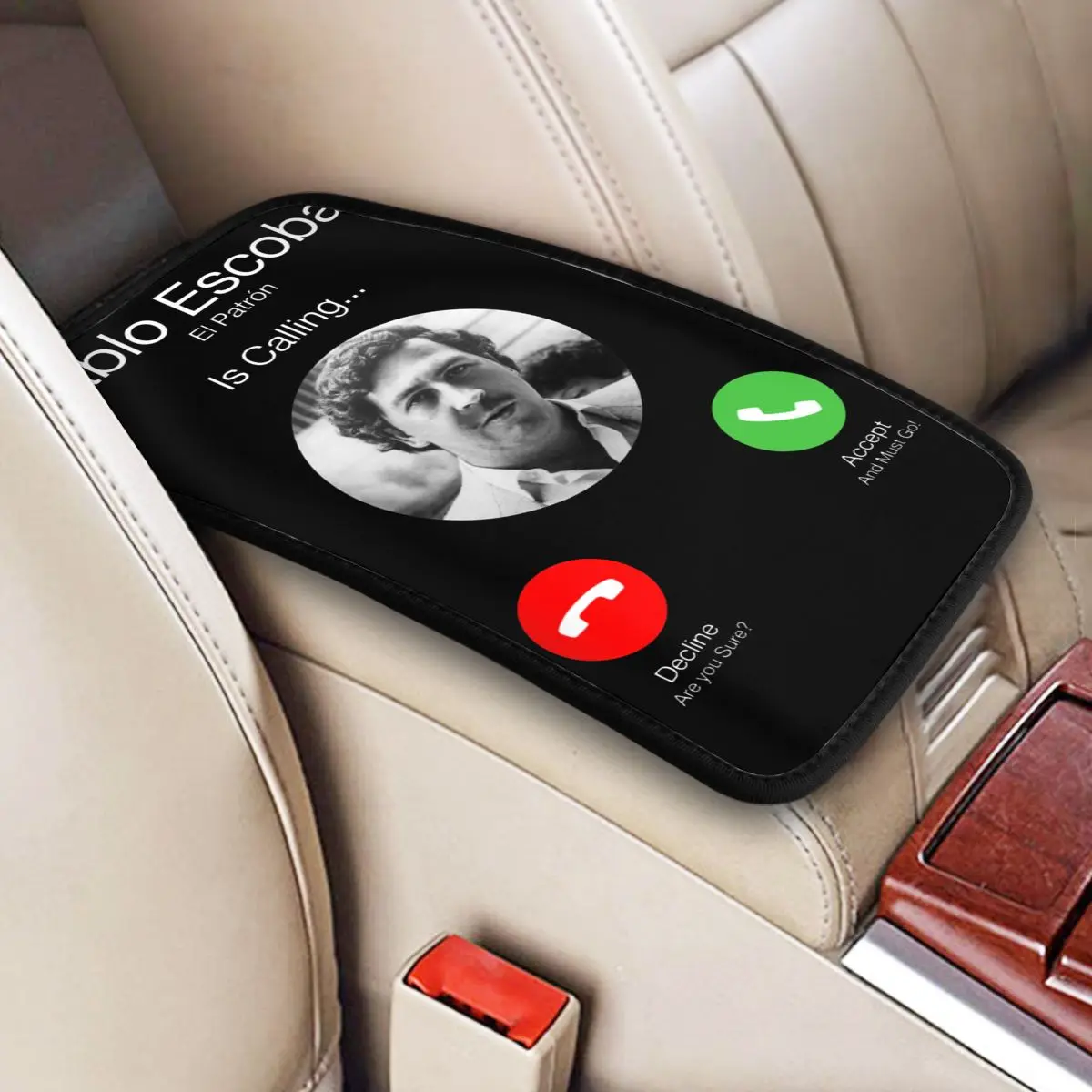 Tappetino Per Bracciolo Per Auto Coprimaterasso Per Console Del Centro Di Chiamata Di Pablo Escobar El Patron Telefono Divertente Accessori Interni Pe