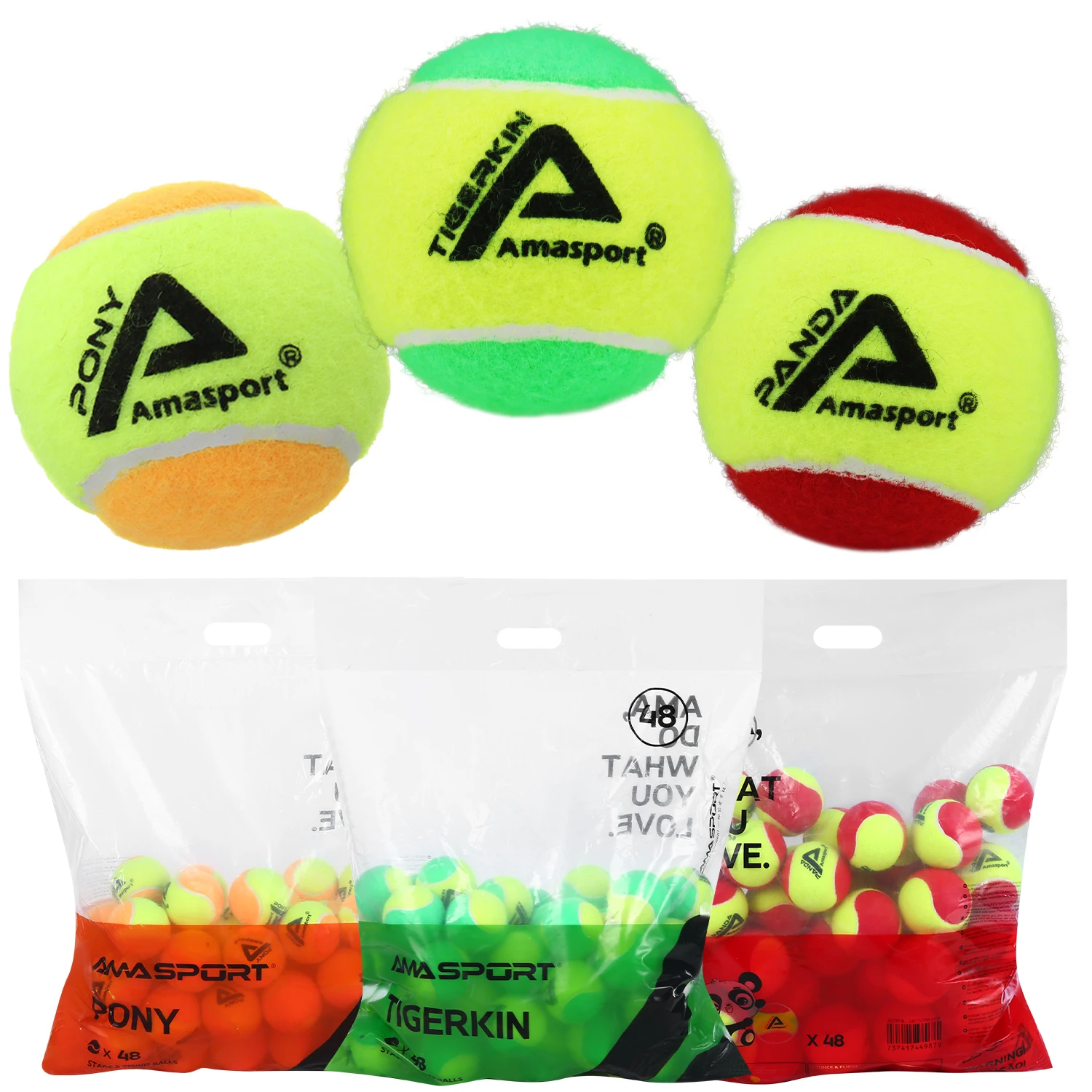 AMASPORT Kid Tennis Balls 25%/50%75% Slower Soft Pressure-Decompression Tennis Balls for Children Aged 5-12 Years tennis balls