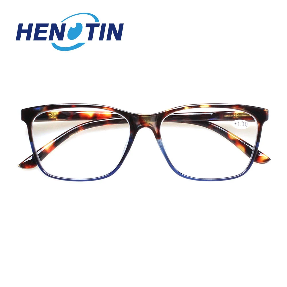 Henotin Fashion Rectangular Frame Reading Glasses Spring Hinge Men and Women HD Reader 5