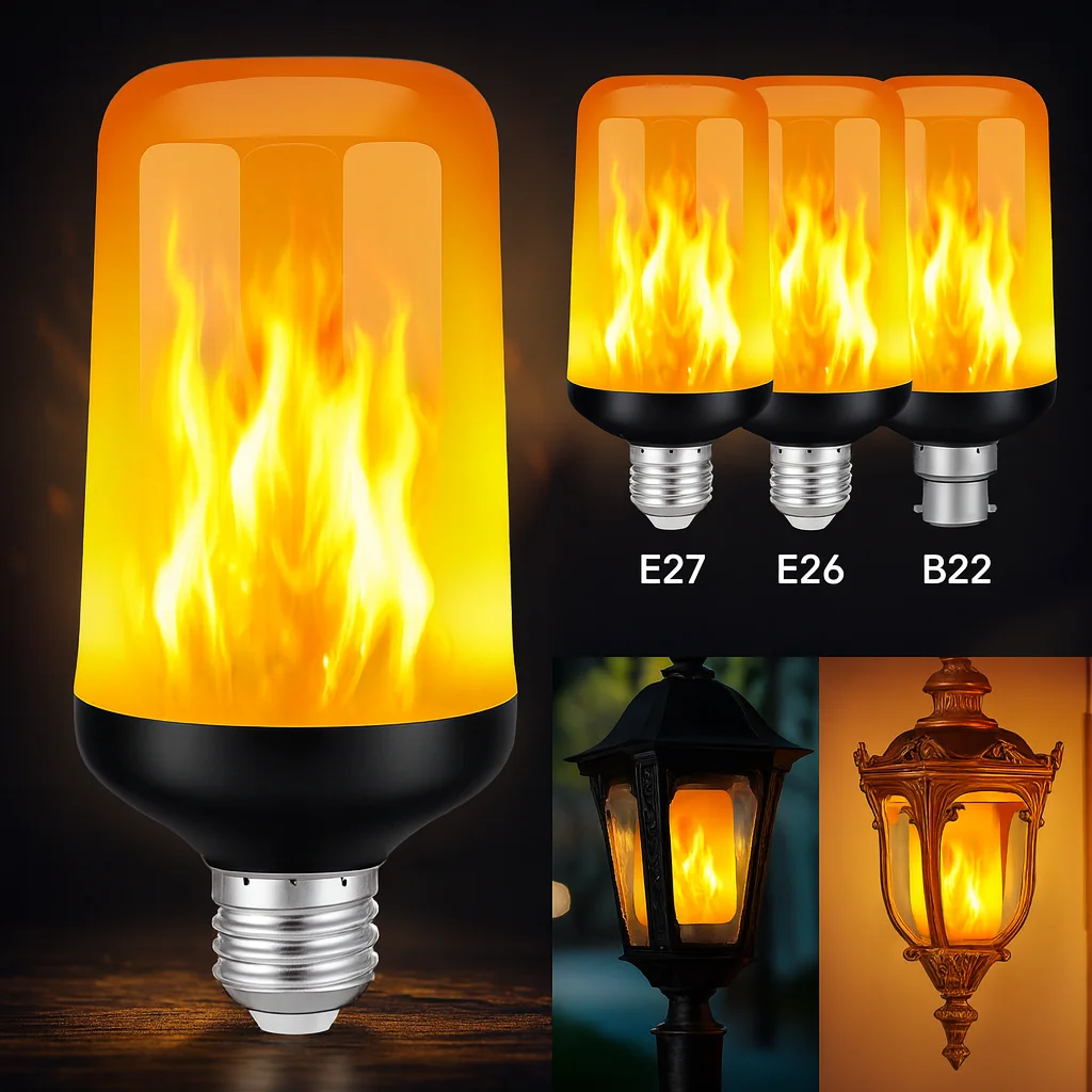 LED Bulb B22 E27 Flame Effect 4 Modes Flickering Fire Simulation for Party KTV Festival Garden Home Decor Outdoor Lighting
