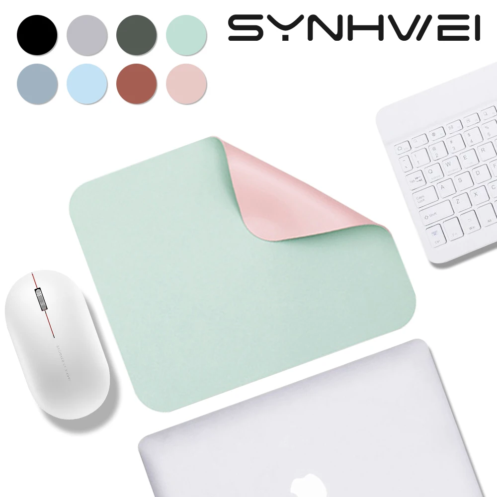 Small Size Office Mouse Pad Colorful Double-side Waterproof Desktop Protector Mat PU Leather Non-slip MousePad For Laptop PC