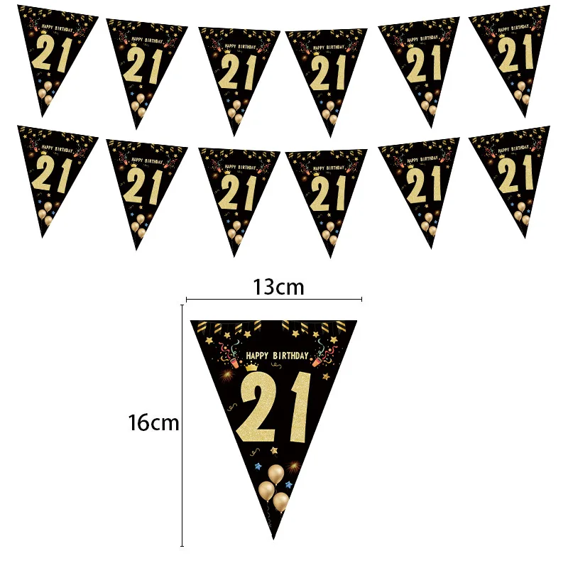 Elegant Black and Gold Paper Streamer Birthday and Anniversary Banner