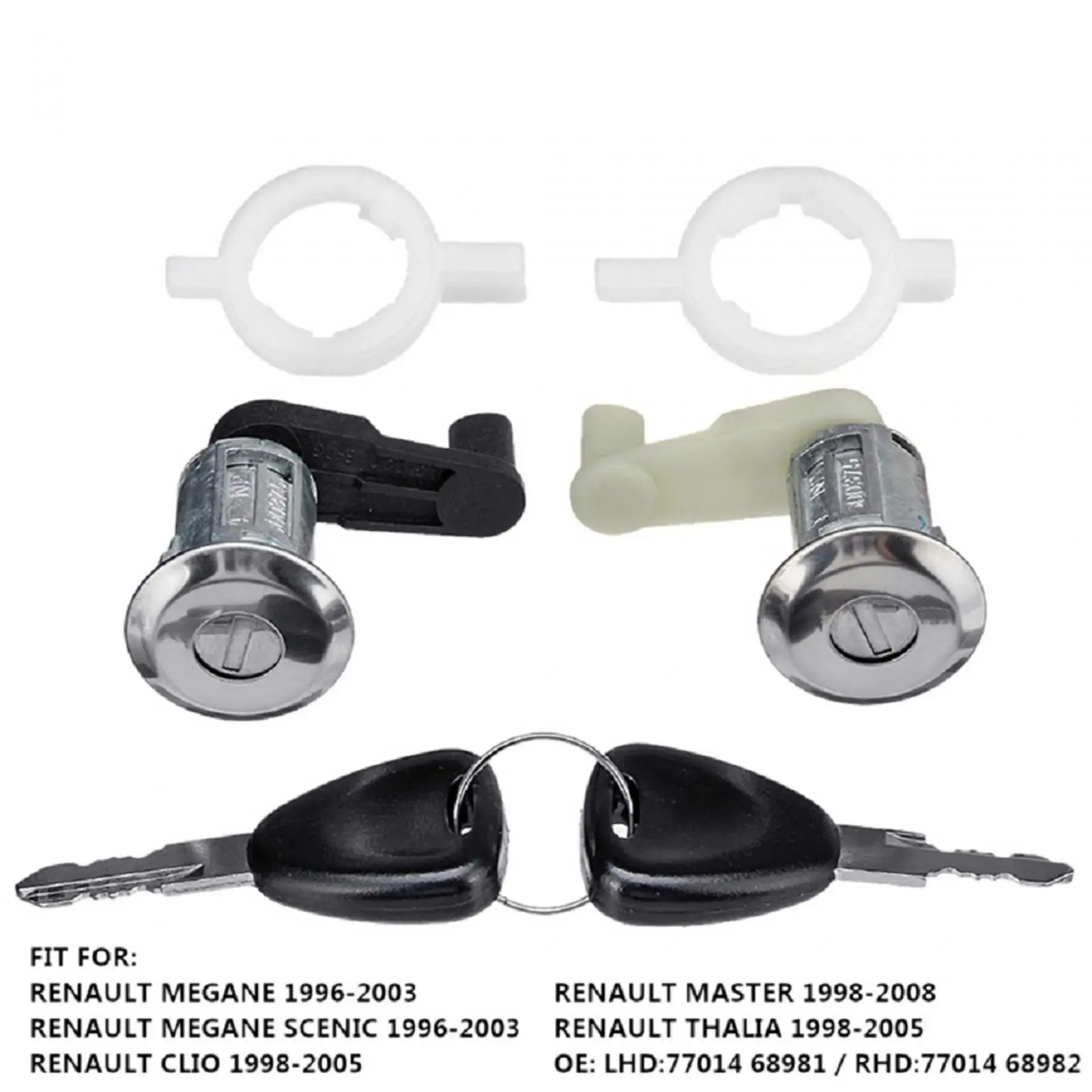 

Car Door Lock Barrel Cylinder 7701468981 7701468982 Door Lock Cylinder Set Practical with 2Keys for Automobiles Fittings