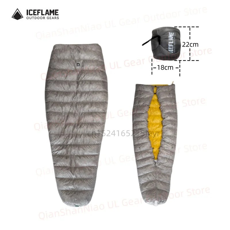 Sleeping Bag Survival Sleeping Bag Ice Flame JI NXT 800FP Mummy Bottomless Sleeping Bag Outdoor Camping Grey Duck Down Quilt Hiking Water-repellant