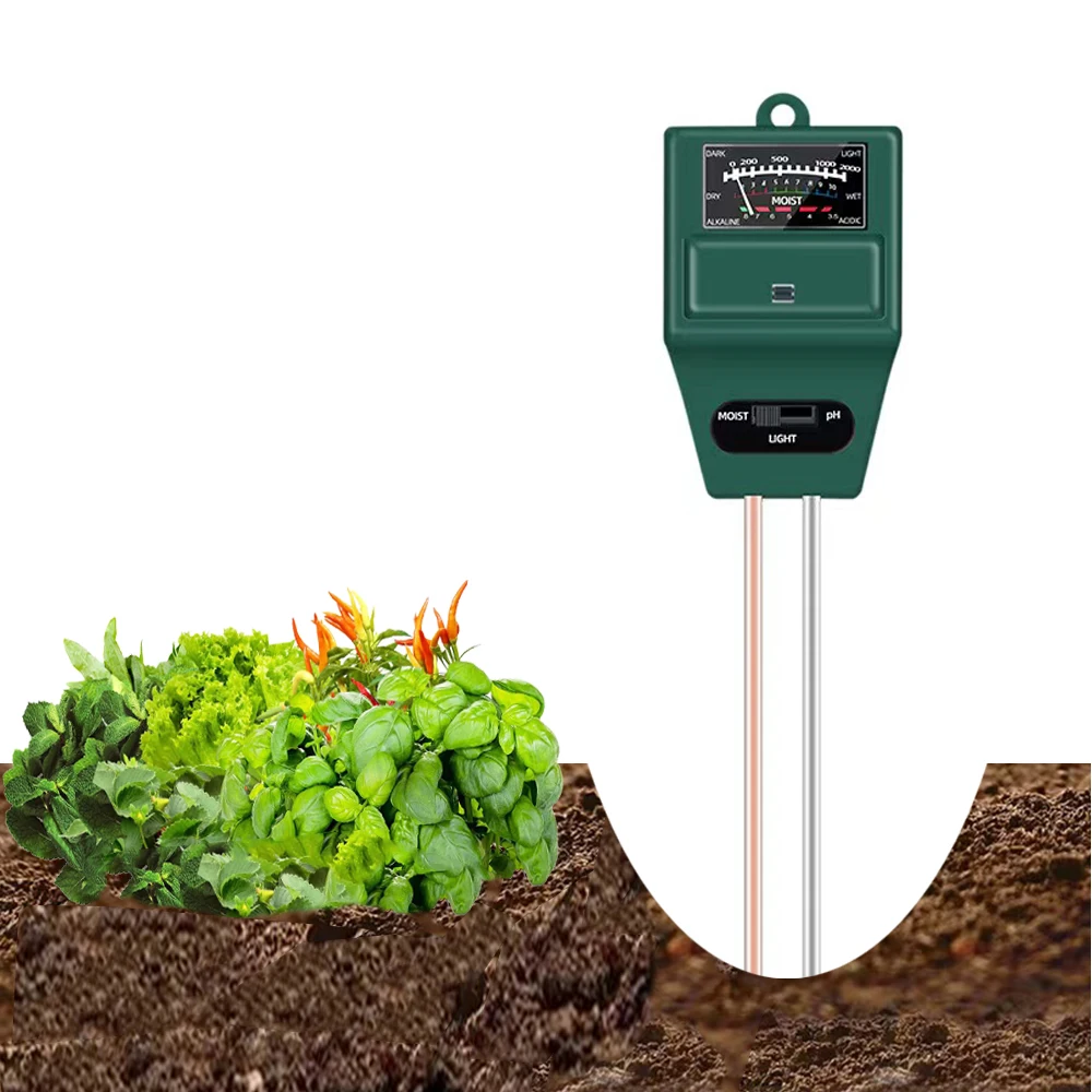 3 in1 Soil Moisture Meter Acidity Humidity Sunlight PH Test Outdoor Monitor Detector