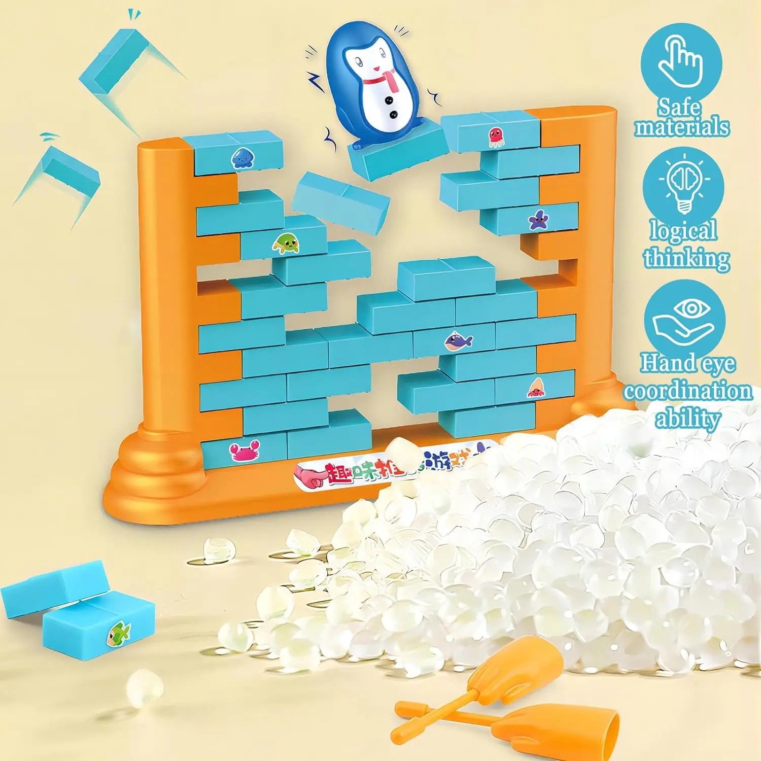 Penguin Board Games Toys Two-Player Building Pushing Walls for Parent-Child Interaction Montessori Toy For Kids Gift 5