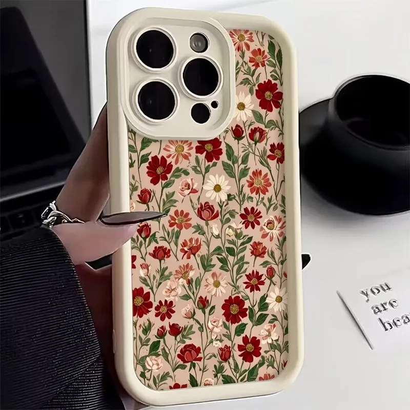 Vintage Wine Red Floral Pattern Phone Case - TPU Cover