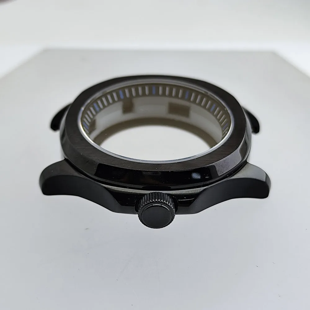 Black Steel Watch Case with Sapphire Glass and Chapter Ring, 39.5mm