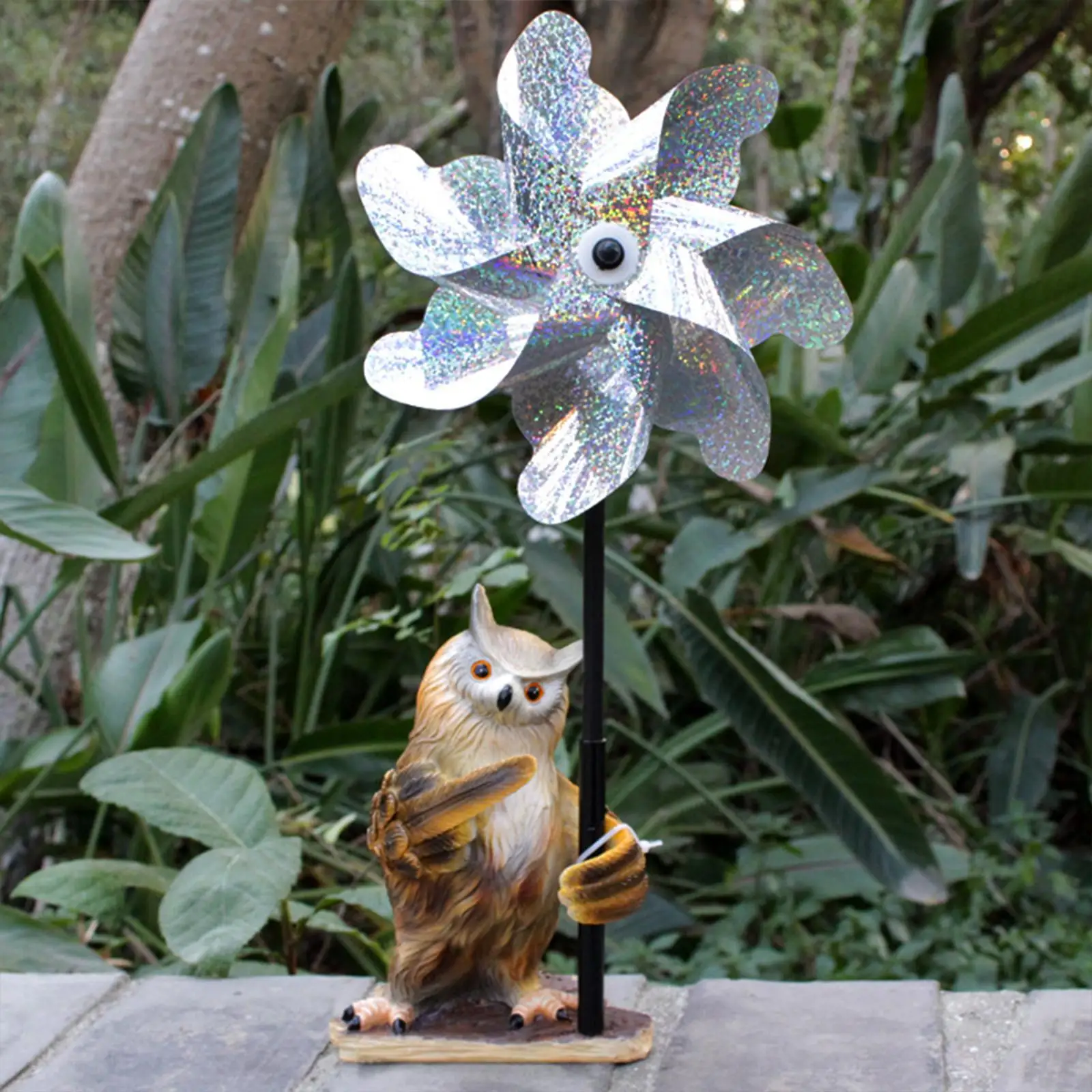 

Owl Garden Statue Welcome Sign Owl Wind Sculpture for Courtyard Pathway Lawn