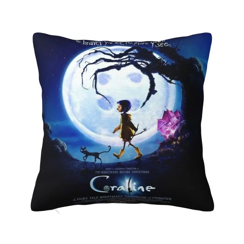 

Halloween Horror Movie Coraline Cushion Cover 40x40cm Velvet Nordic Pillow Case for Sofa