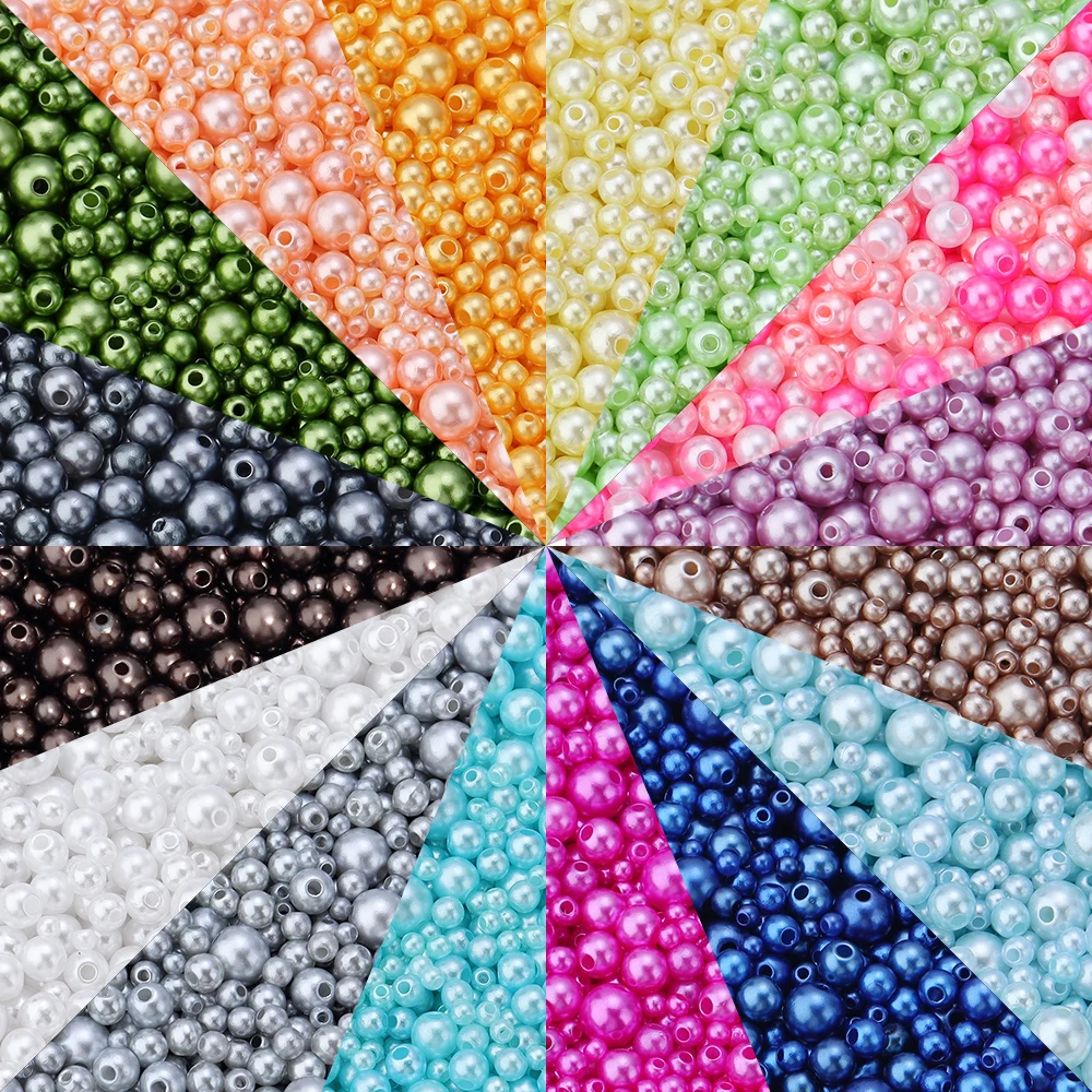 10g 3/4/5/6/8mm 혼합 ABS 모조 진주 구슬 화려한 플라스틱 구슬 보석 만들기 DIY 의류 장식 구슬