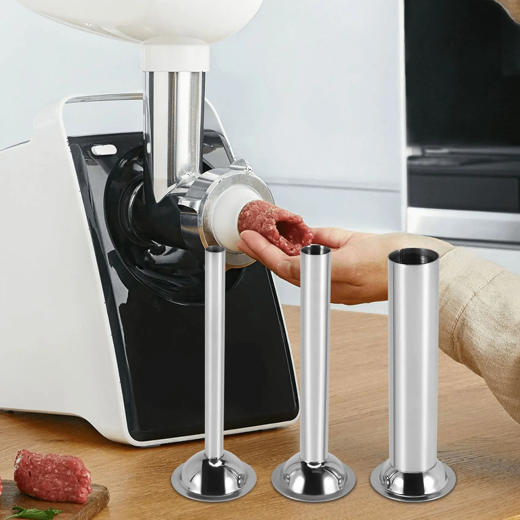 Salsicha Stuffer Enchimento Tubos Funis Bicos Peças Sobressalentes Filler Tube Diâmetro da Base: 58 mm Pcs Aço Inoxidável