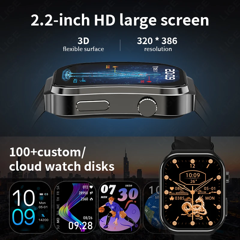 LIGE 2025 New AI Diagnosis Blood Fat Uric Acid Smart Watch Bluetooth Call Blood Pressure Heart Rate Health Smartwatch Men Women