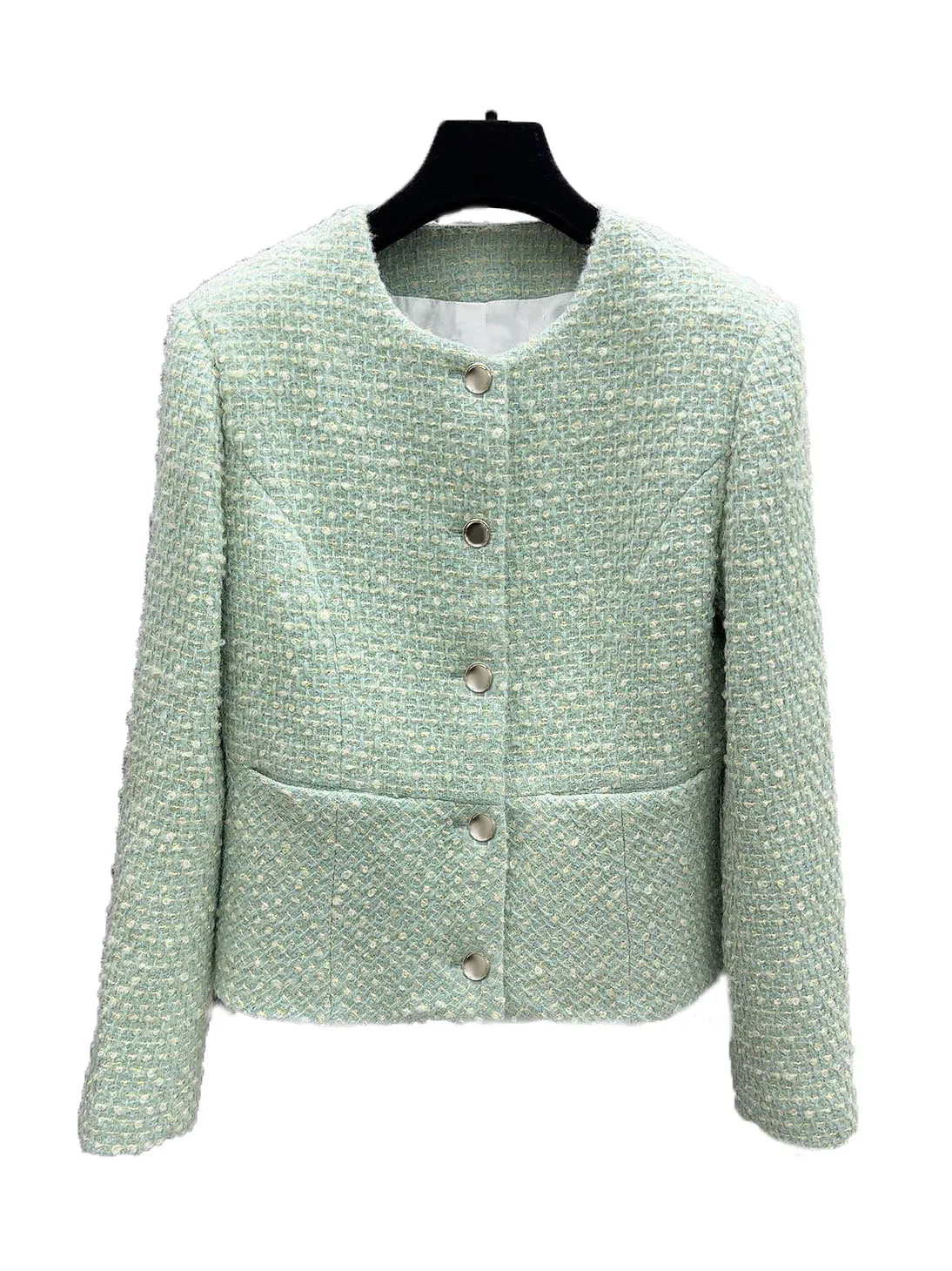 

Cardigan jacket round neck short Slim version of the ruffled hem design warm and comfortable 2023 winter new 1108