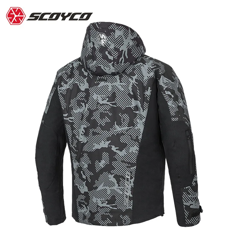 SCOYCO JK114 남성용 라이딩 재킷 오토바이 낙상 방지 레이싱 캐주얼 재킷 겨울용 따뜻한 상의 카모플라주 나이트 사이클링 재킷 M-4XL
