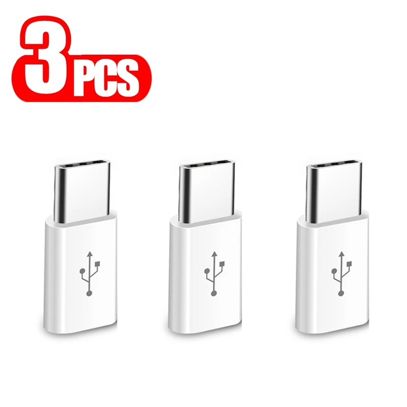 USB to Type C Adapter 3 PCS Connector Micro USB to Type-C Adapter for Samsung LG Huawei Honor Xiaomi Redmi OPPO Android Phone Charger Cable Converter