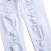 Men's White Jeans Fashion Hip Hop Ripped Skinny Men Denim Trousers Slim Fit Stretch Distressed Zip Men Jean Pants High Quality 5