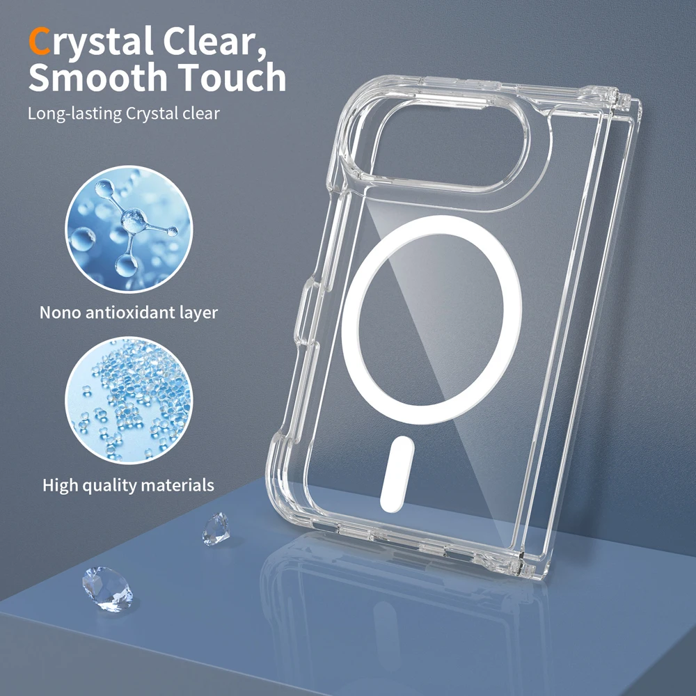 Enhanced Magnetic Clear Phone Case - Shockproof & Wireless Charging Compatible