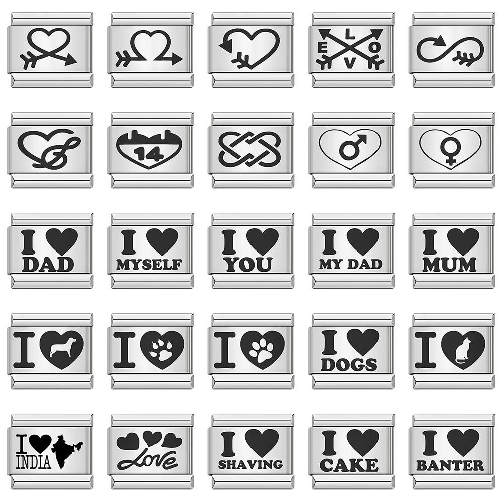 Valentine's Day Romantic Heart I Love Charm - Stainless Steel Bracelet Accessory