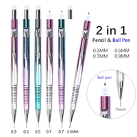 Creative Pencil Ballpoint Pen 2 In 1 Blue Ink 0.3 0.5 0.7 0.9mm Mechanical Pencil Multi Functional Writing Stationery Supplies 1