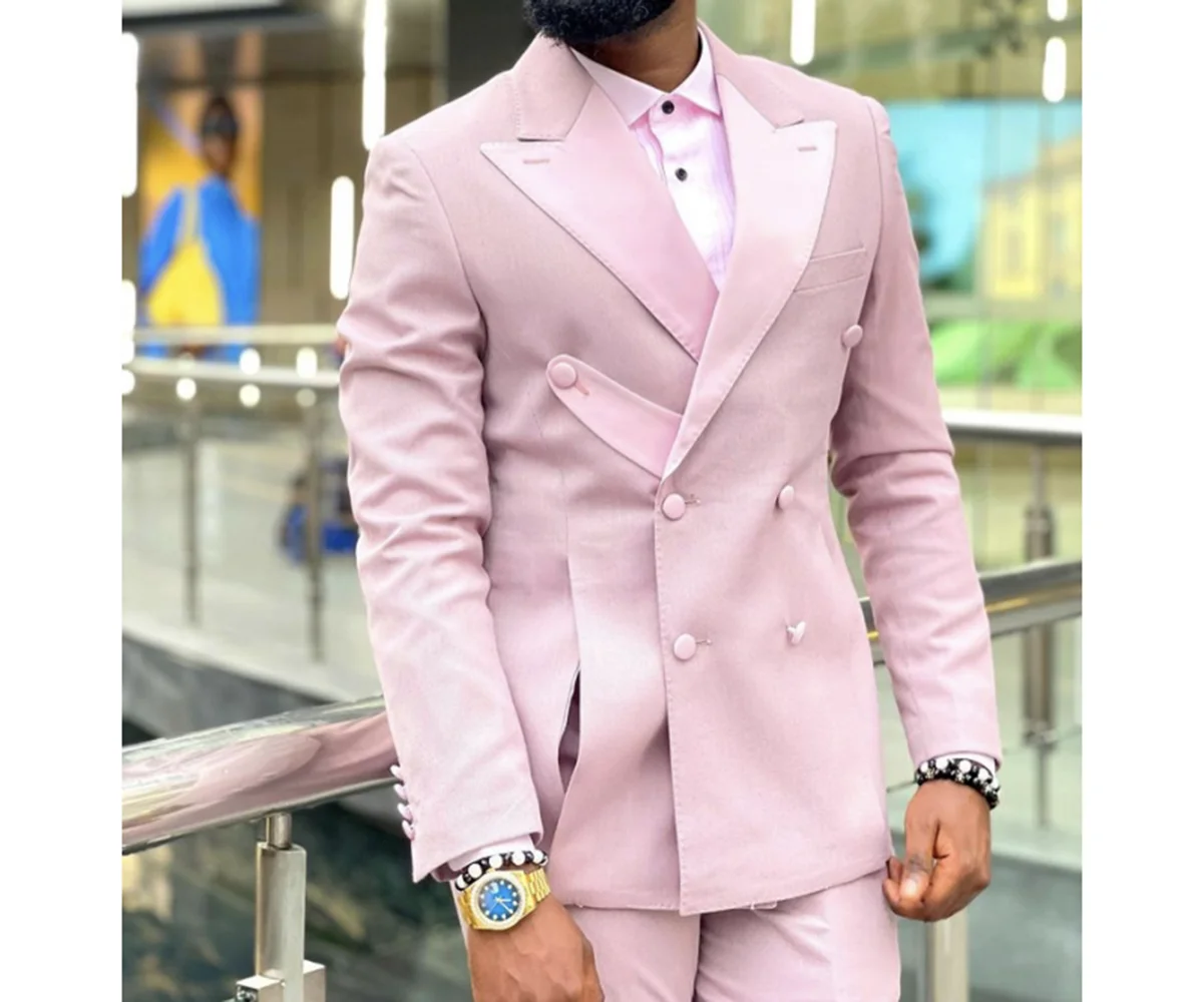 Pink Black Special Design Men&lsquo;s Suits Wedding Slim Fit Blazer Groom Tuxedo Terno Masculino Prom Costume Homme 2Pcs Jacket Pants