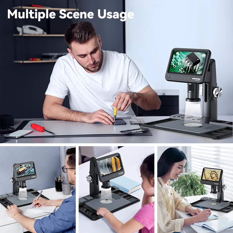 1600X Digital Microscope 12MP Electronic Video Microscopes 7 Inch IPS Screen Soldering Microscope with 28 LEDs with Windows/Mac 6